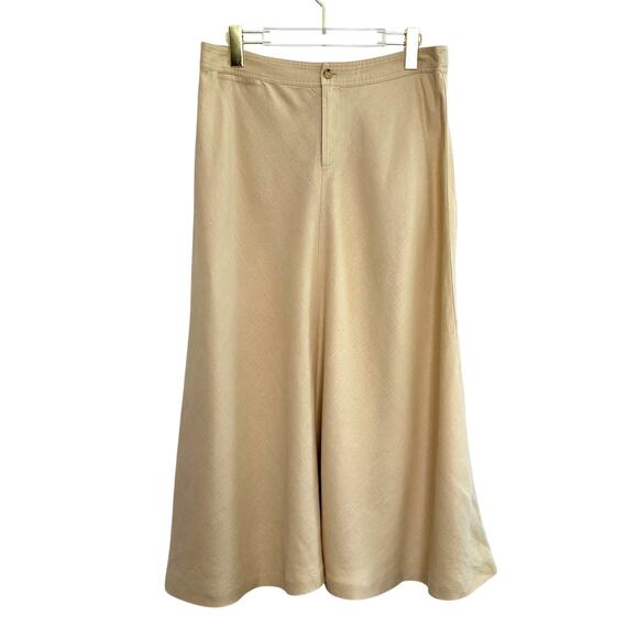 Lauren Ralph Lauren Maxi Linen Skirt Women Size 10 Tan Lined Modest Minimalist - Picture 1 of 7